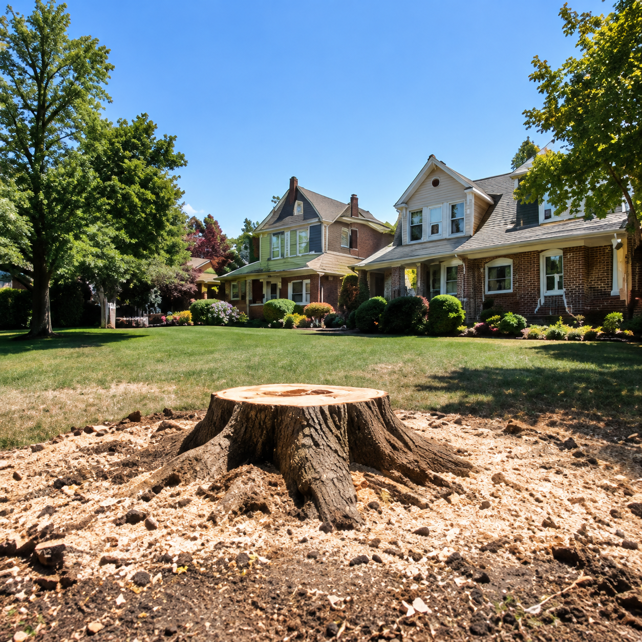 Cleared residential tree work area